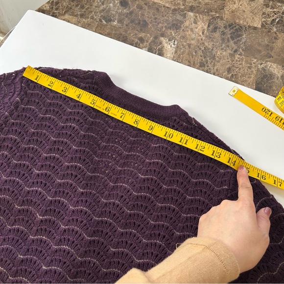 Saks Fifth Avenue Cashmere Wool Blend Cardigan Pointelle Knit Scalloped Large. - Picture 11 of 12